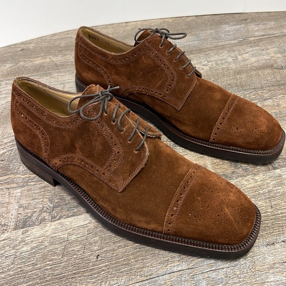 Marco Evani Made in Italy Cognac Suede Cap Toe Oxford Dress Shoes Men’s Size 10 main image 9